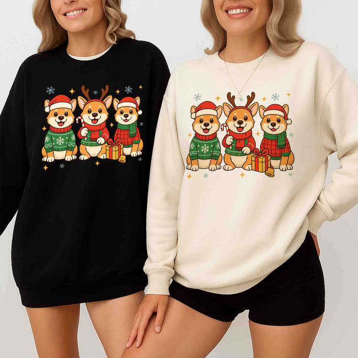 Corgi Christmas Santa Reindeer Sweater Dog Sweatshirt S-5XL