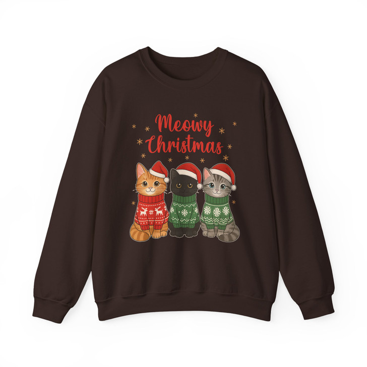 Meowy Christmas Cats Cute Kittens Holiday Sweater Sweatshirt S-5XL