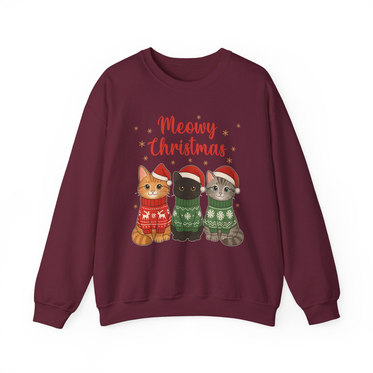 Meowy Christmas Cats Cute Kittens Holiday Sweater Sweatshirt S-5XL