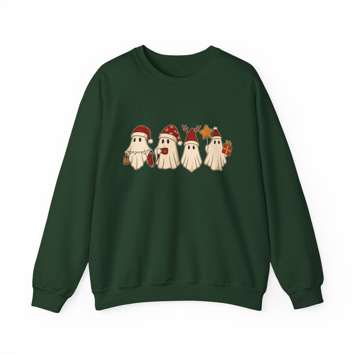 Retro Santa Ghost Cute Xmas Holiday Sweatshirt S-5XL