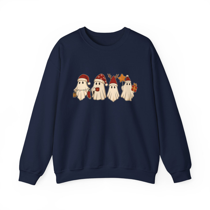 Retro Santa Ghost Cute Xmas Holiday Sweatshirt S-5XL