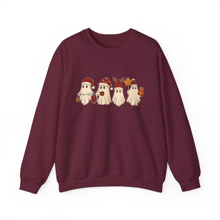 Retro Santa Ghost Cute Xmas Holiday Sweatshirt S-5XL