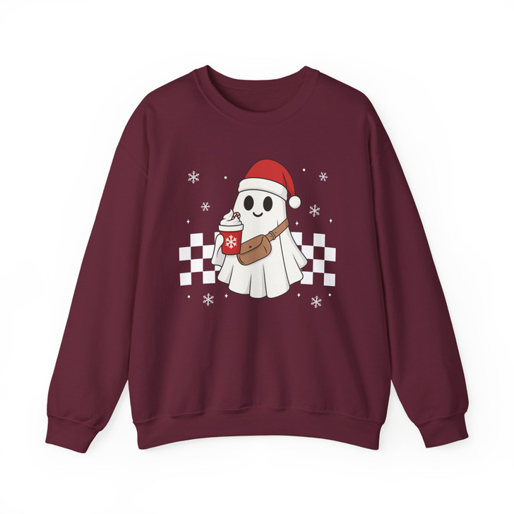 Santa Ghost Boo Xmas Cute Holiday Gift Sweatshirt S-5XL