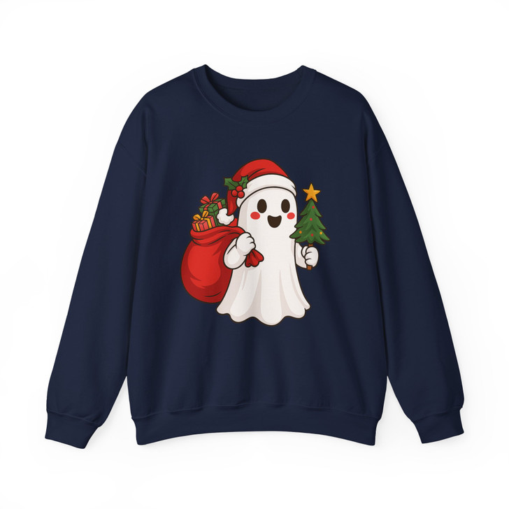 Santa Ghost Holiday Vibes Spooky Sweatshirt S-5XL