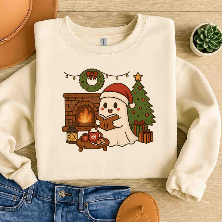 Holiday Ghost Spooky Season Book Lover Sweatshirt S-5XL