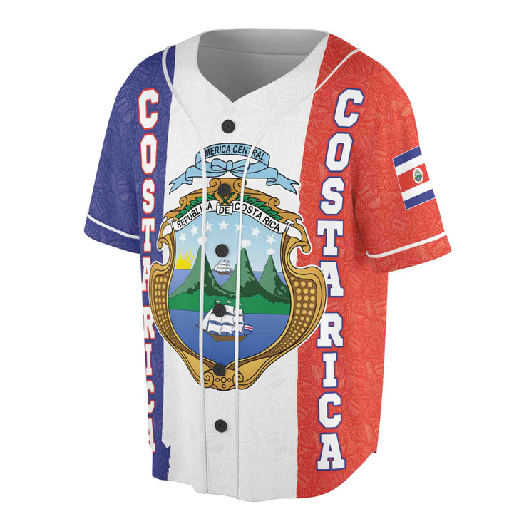 Personalized Name Costa Rica Flag Coat of Arms Baseball Jersey S-5XL