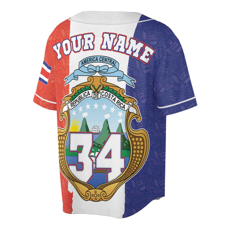 Personalized Name Costa Rica Flag Coat of Arms Baseball Jersey S-5XL