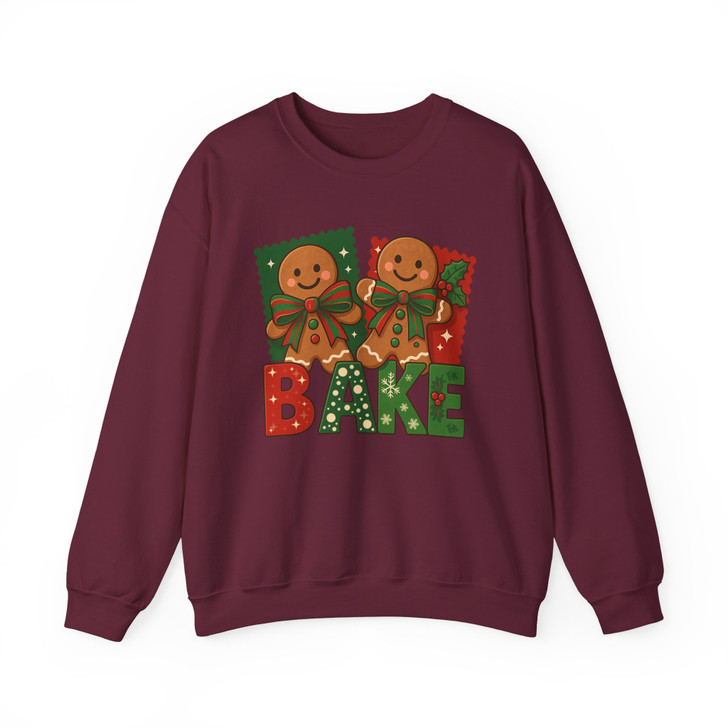 Brushstroke Gingerbread Coquette Bow Festive Baking Sweatshirt S-5XL