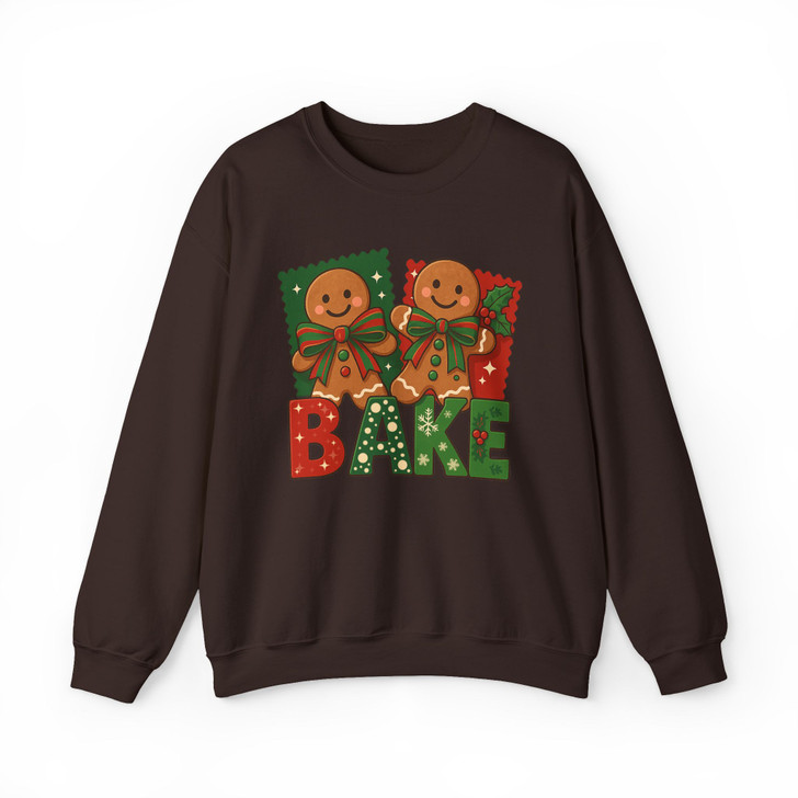 Brushstroke Gingerbread Coquette Bow Festive Baking Sweatshirt S-5XL