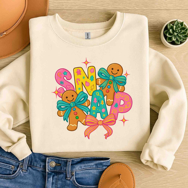 Brushstroke Coquette Bow Cute Gingerbread Design Sweatshirt S-5XL