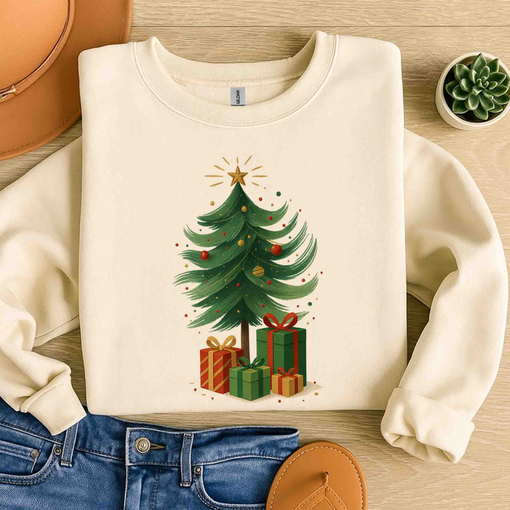 Colorful Coquette Glitter Tree Girly Bow Brushstroke Sweatshirt S-5XL