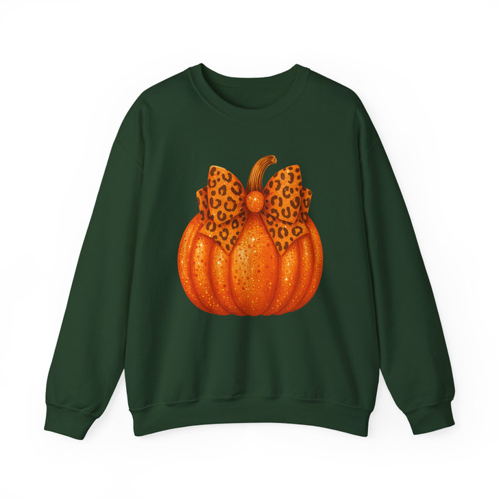 Pink Pumpkin Coquette Bow Faux Glitter Autumn Sweatshirt S-5XL