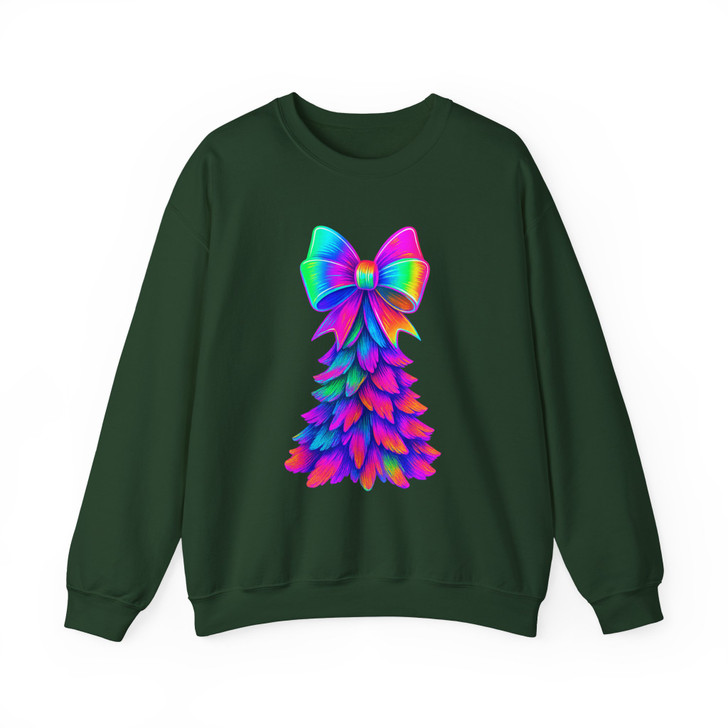 Christmas Tree Coquette Pastel Pink Bow Holiday Sweatshirt S-5XL