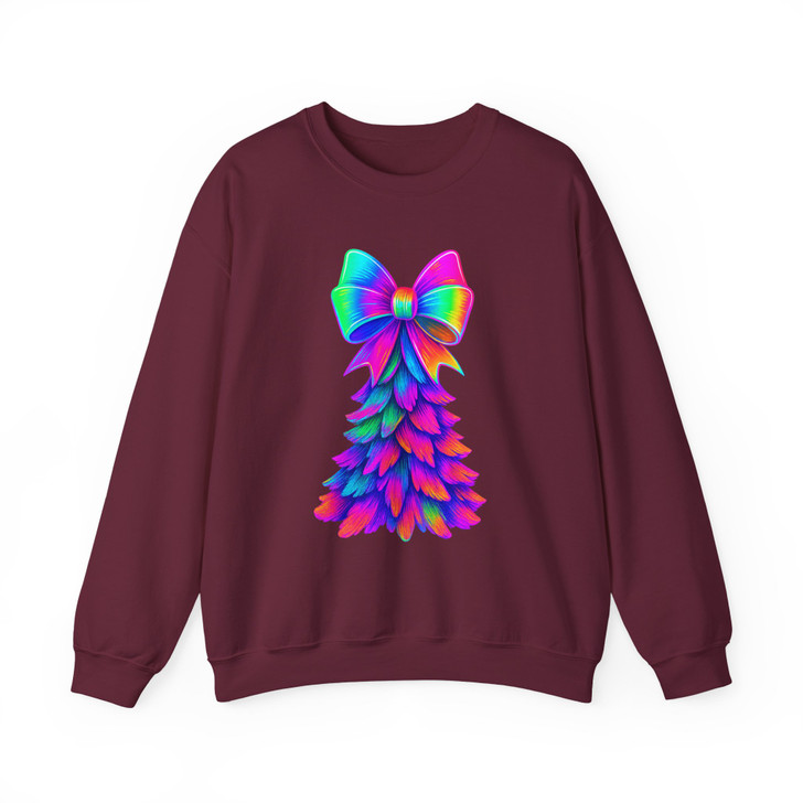Christmas Tree Coquette Pastel Pink Bow Holiday Sweatshirt S-5XL