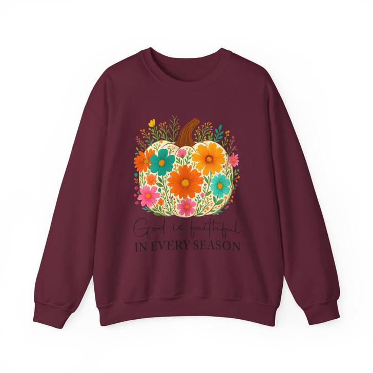 God is Faithful Floral Pumpkin Christian Fall Sweatshirt S-5XL