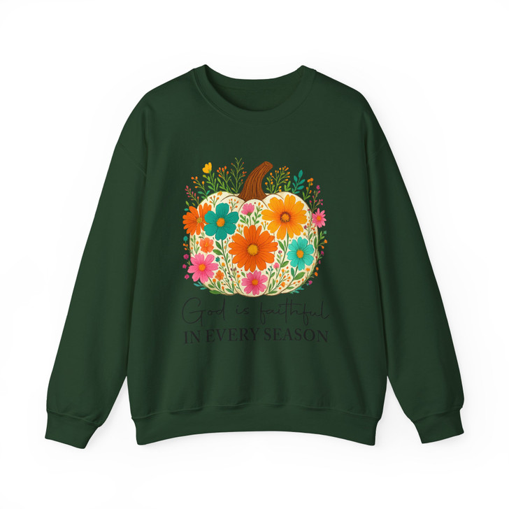 God is Faithful Floral Pumpkin Christian Fall Sweatshirt S-5XL