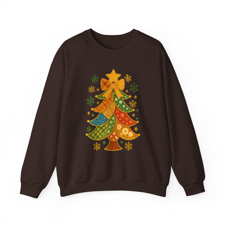Patchwork Christmas Tree Trendy Holiday Sweatshirt S-5XL