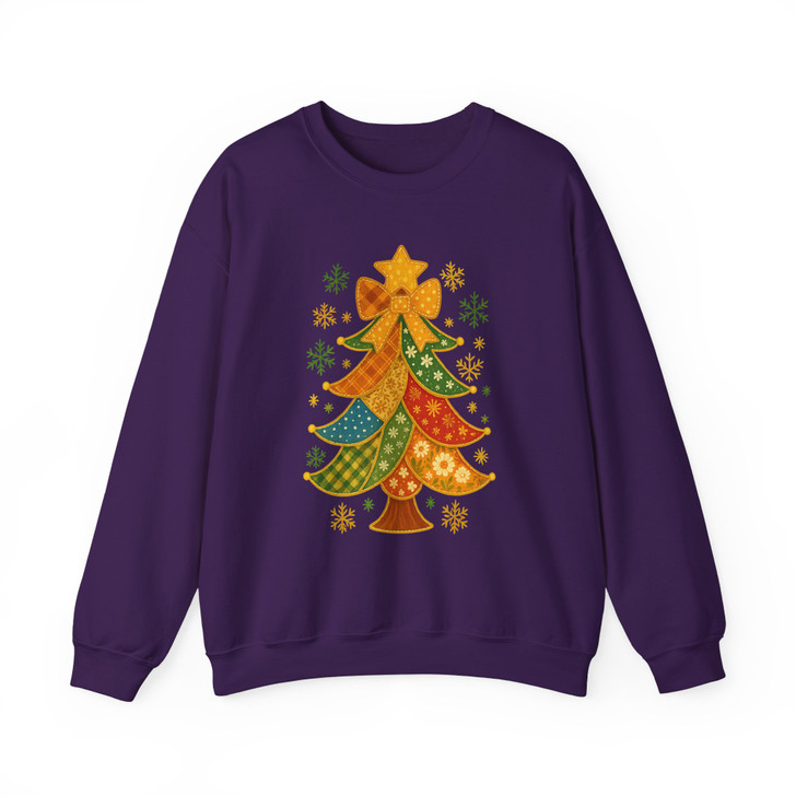 Patchwork Christmas Tree Trendy Holiday Sweatshirt S-5XL