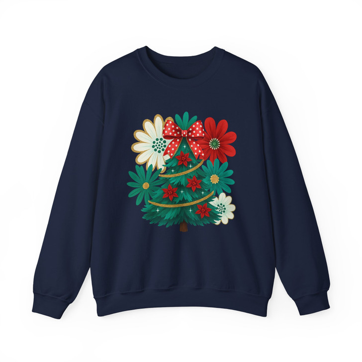 Colorful Boho Glitter Christmas Tree Floral Sweatshirt S-5XL