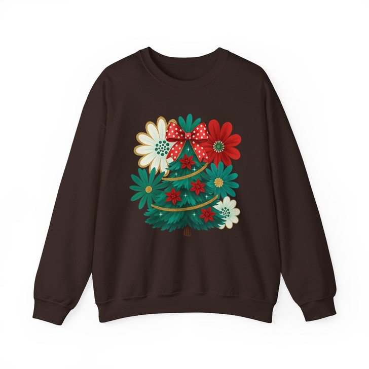 Colorful Boho Glitter Christmas Tree Floral Sweatshirt S-5XL