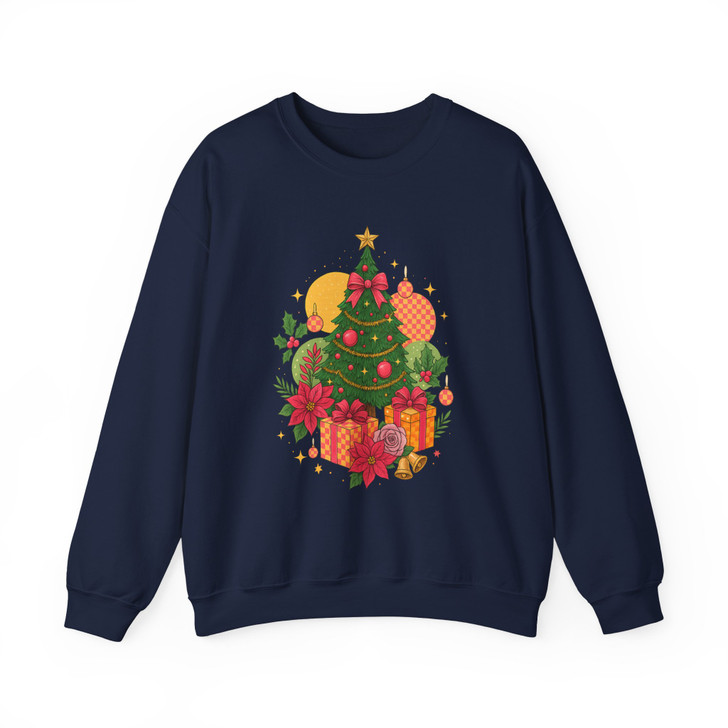 Coquette Pink Retro Christmas Tree Holiday Sweatshirt S-5XL