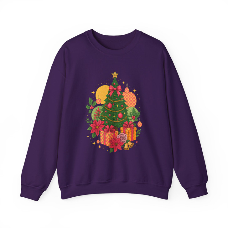 Coquette Pink Retro Christmas Tree Holiday Sweatshirt S-5XL
