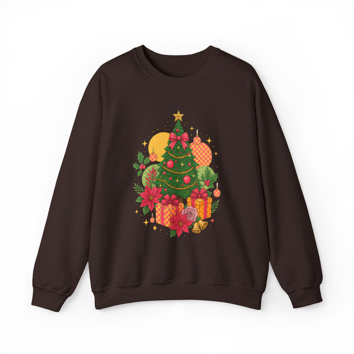 Coquette Pink Retro Christmas Tree Holiday Sweatshirt S-5XL