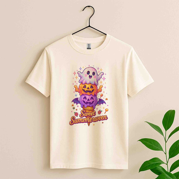 Summerween PNG Jack O’Lantern Ghost Ice Cream Summer T-shirt S-5XL