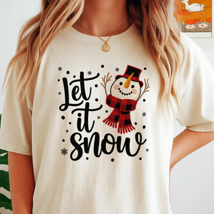 Snowman Let It Snow Christmas Cricut Holiday T-shirt S-5XL