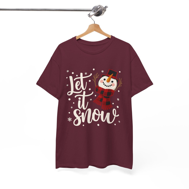 Snowman Let It Snow Christmas Cricut Holiday T-shirt S-5XL