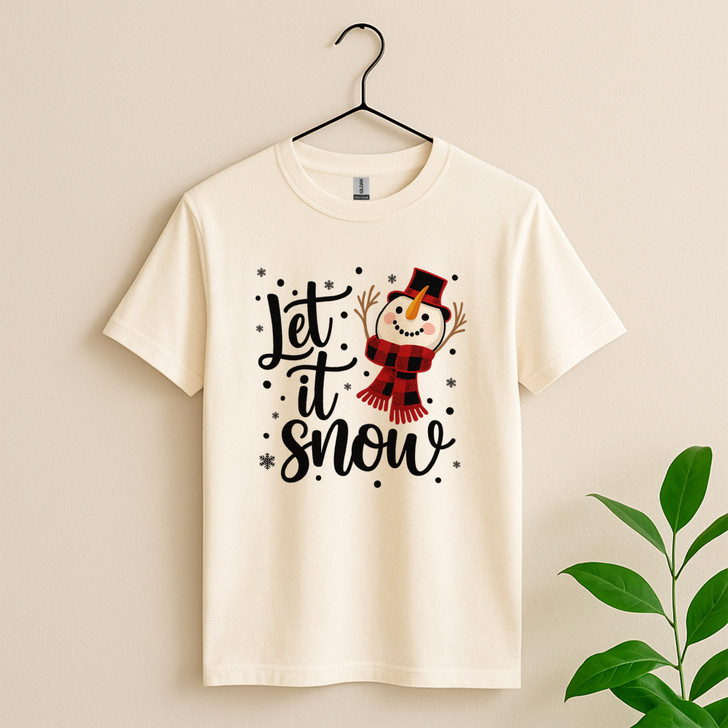 Snowman Let It Snow Christmas Cricut Holiday T-shirt S-5XL