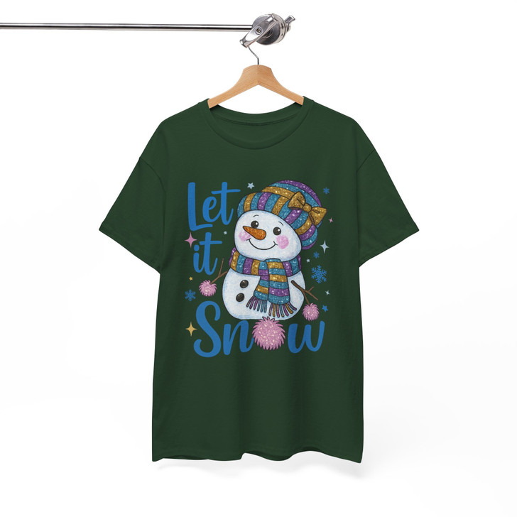 Let It Snow Cute Snowman Holiday Winter T-shirt S-5XL