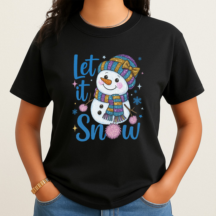 Let It Snow Cute Snowman Holiday Winter T-shirt S-5XL