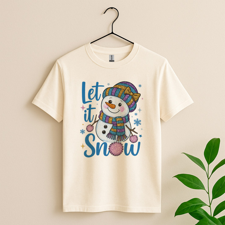 Let It Snow Cute Snowman Holiday Winter T-shirt S-5XL