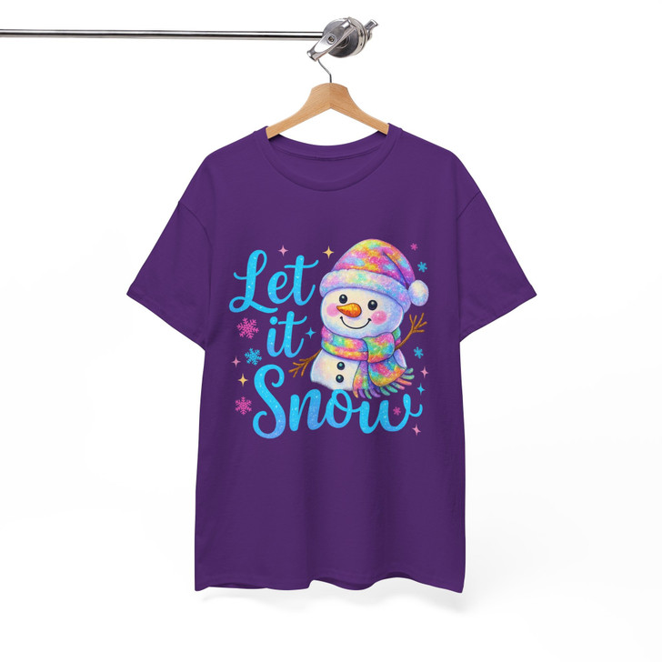 Let It Snow Snowman Christmas Holiday Kids Xmas T-shirt S-5XL