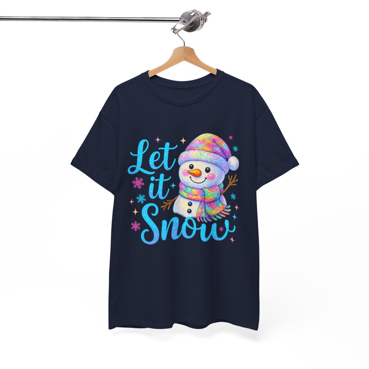 Let It Snow Snowman Christmas Holiday Kids Xmas T-shirt S-5XL