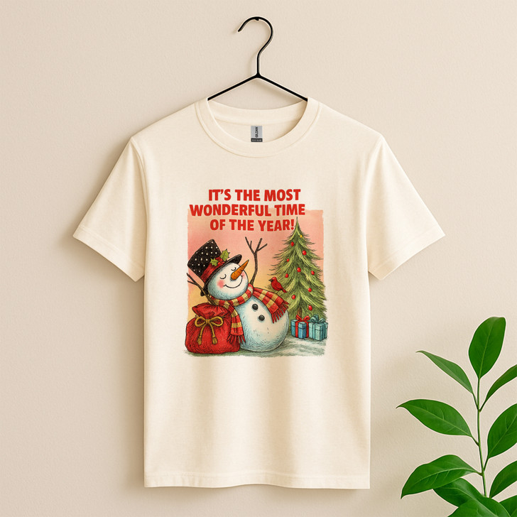 Funny Christmas Snowman Let It Snow Xmas Tree Clipart T-shirt S-5XL