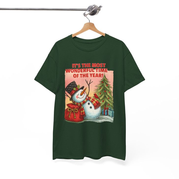 Funny Christmas Snowman Let It Snow Xmas Tree Clipart T-shirt S-5XL
