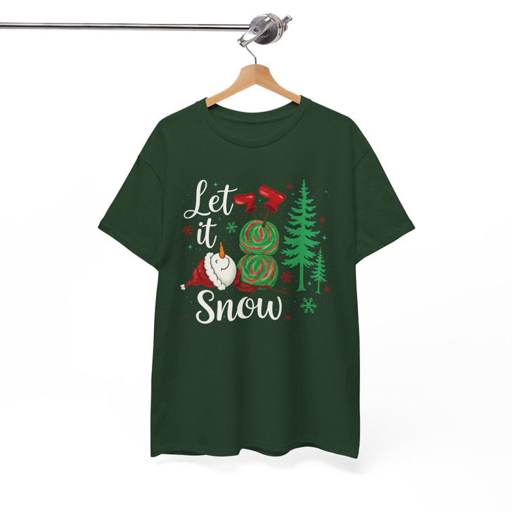 Snowman Christmas Preppy Holiday Stars Let It Snow T-shirt S-5XL
