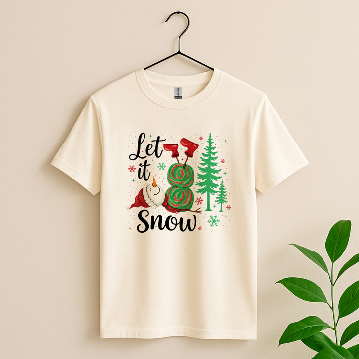 Snowman Christmas Preppy Holiday Stars Let It Snow T-shirt S-5XL
