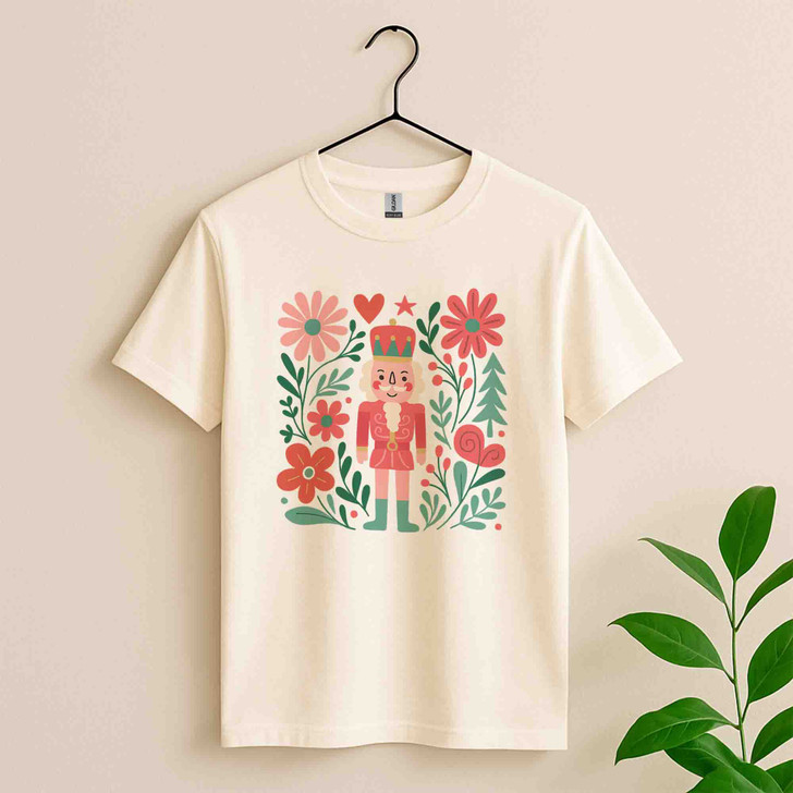 Boho Floral Nutcracker Holiday Christmas Preppy Festive T-shirt S-5XL