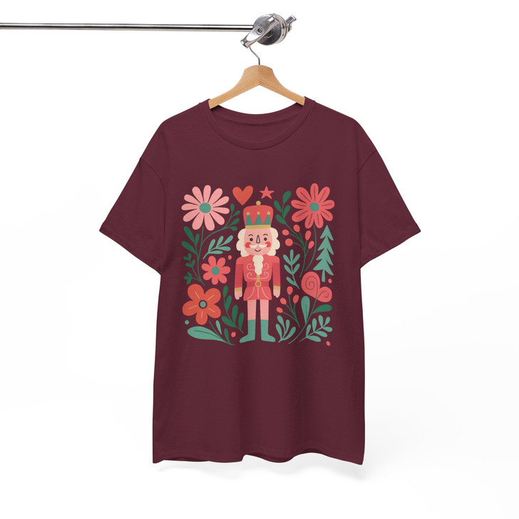 Boho Floral Nutcracker Holiday Christmas Preppy Festive T-shirt S-5XL