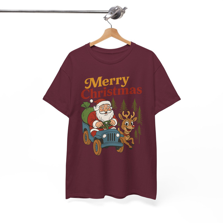 Merry Santa Preppy Vintage Holiday Christmas Clipart T-shirt S-5XL