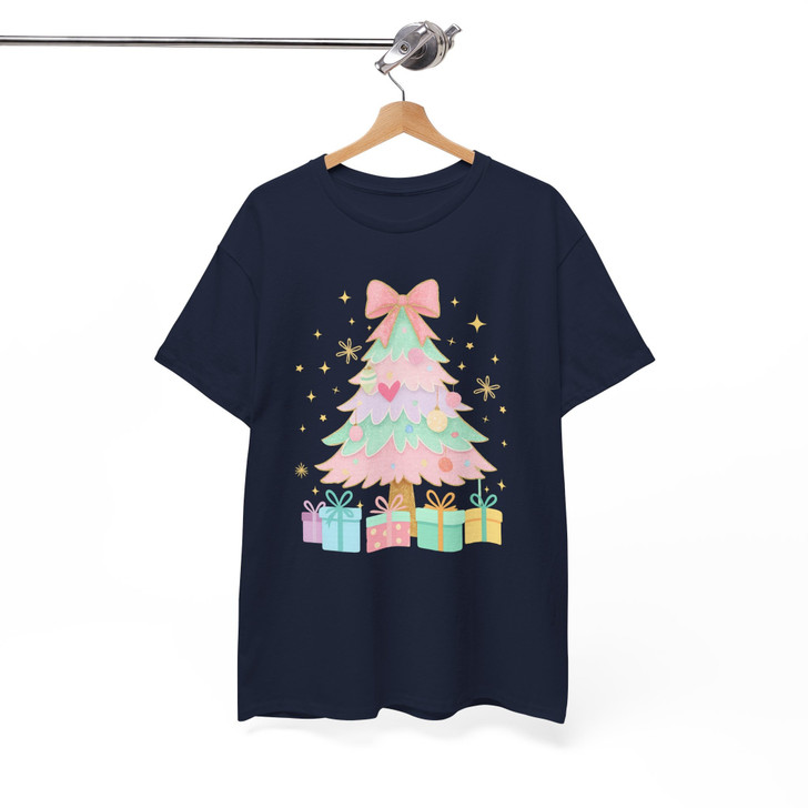 Unicorn Brushstroke Christmas Tree Preppy Merry Bright Cozy Holiday T-shirt S-5XL
