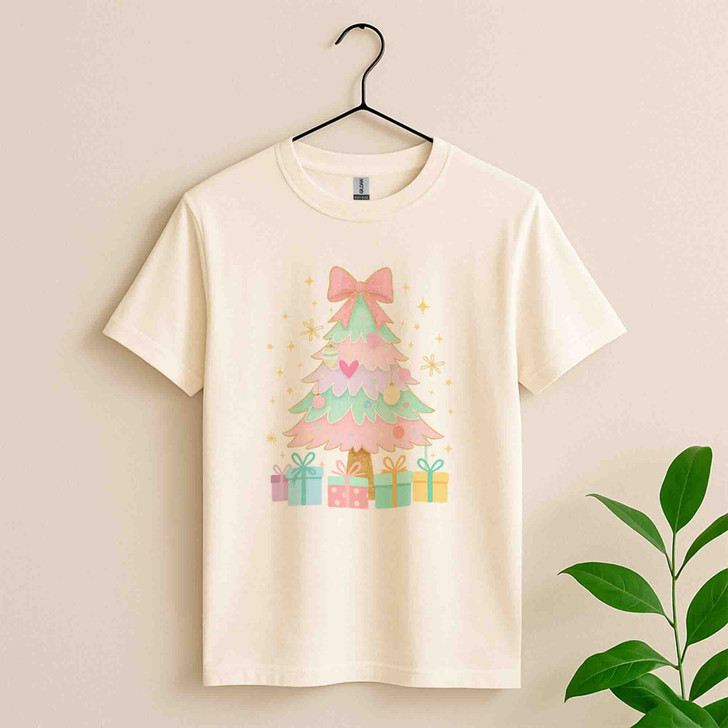 Unicorn Brushstroke Christmas Tree Preppy Merry Bright Cozy Holiday T-shirt S-5XL