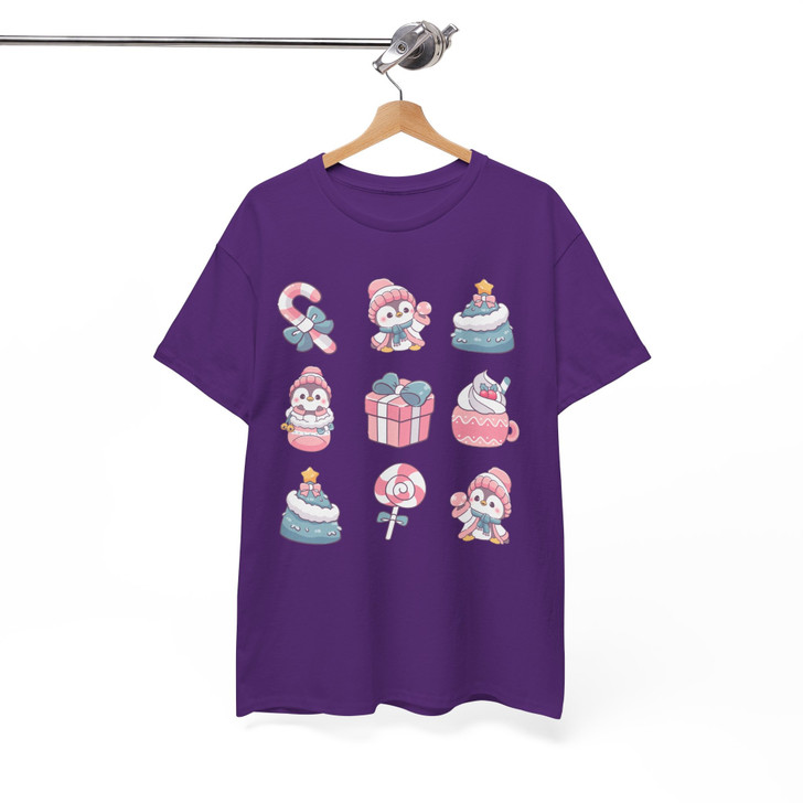 Cute Penguin Christmas Kawaii Holiday Icons Cozy Winter Gift T-shirt S-5XL