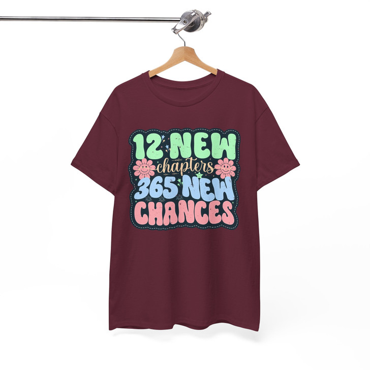 Retro 12 New Chapters Groovy 365 New Chances Aesthetic New Year T-shirt S-5XL