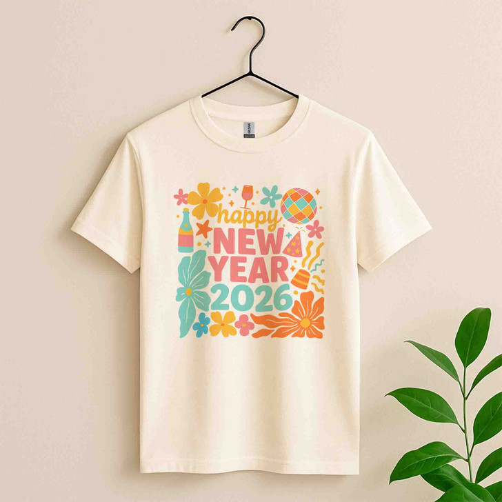 Happy New Year 2026 Retro Festive Holiday Outfit T-shirt S-5XL