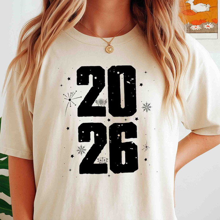 Fireworks 2026 New Year Bold Celebration Minimalist T-shirt S-5XL