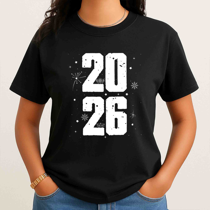 Fireworks 2026 New Year Bold Celebration Minimalist T-shirt S-5XL